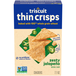 Triscuit Thin Crisps Zesty Jalapeno Whole Grain Wheat Crackers, 7.1 oz