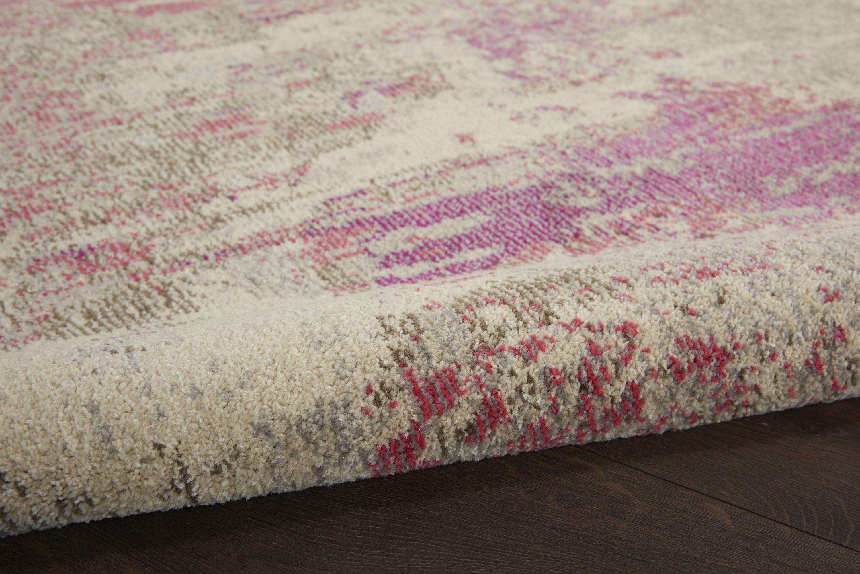 Nourison Celestial 4' x Round Ivory Pink Modern Indoor Rug