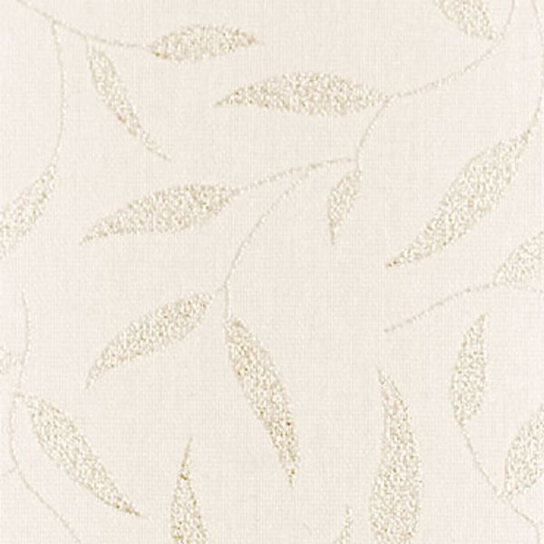 Beige fabric-effect wallpaper with scattered textured gold leaf silhouettes; covering a wall surface, subtly reflective highlights, neutral indoor lighting, decorative minimal botanical pattern.