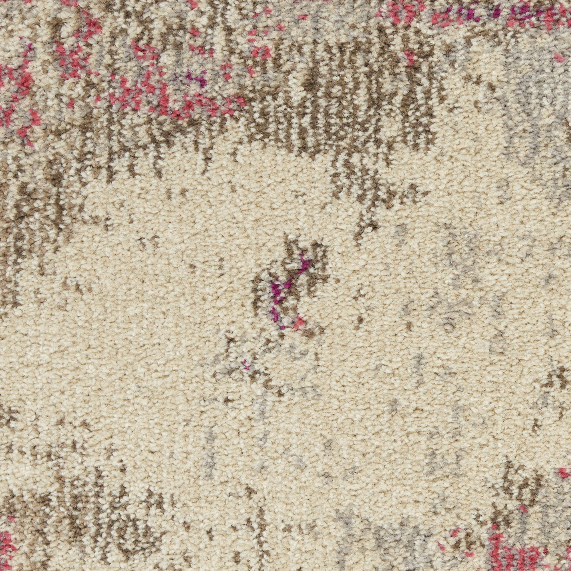 Nourison Celestial 7’10” x Round Ivory Pink Modern Indoor Rug