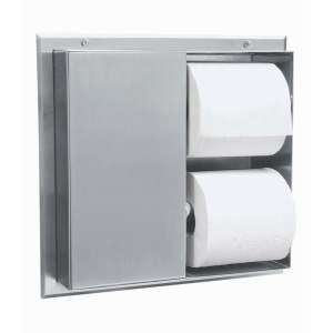 Bobrick, Partition-Mounted Dual-Sided, Standard Bath Tissue Dispenser, Stainless Steel