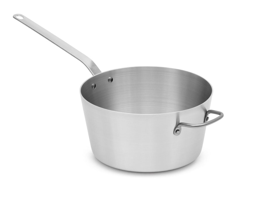7-quart Wear-Ever® tapered aluminum saucepan with natural finish and plated handle