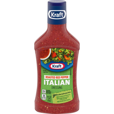 Kraft Roasted Red Pepper Italian Dressing, 16 fl oz Bottle