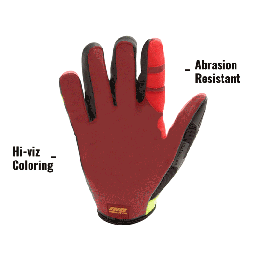 Super Hi-Vis Cut and Impact Resistant Work Gloves (EN Level 5/ANSI A4) IMPC5-88 showing Abrasion Resistant and Impact Protection