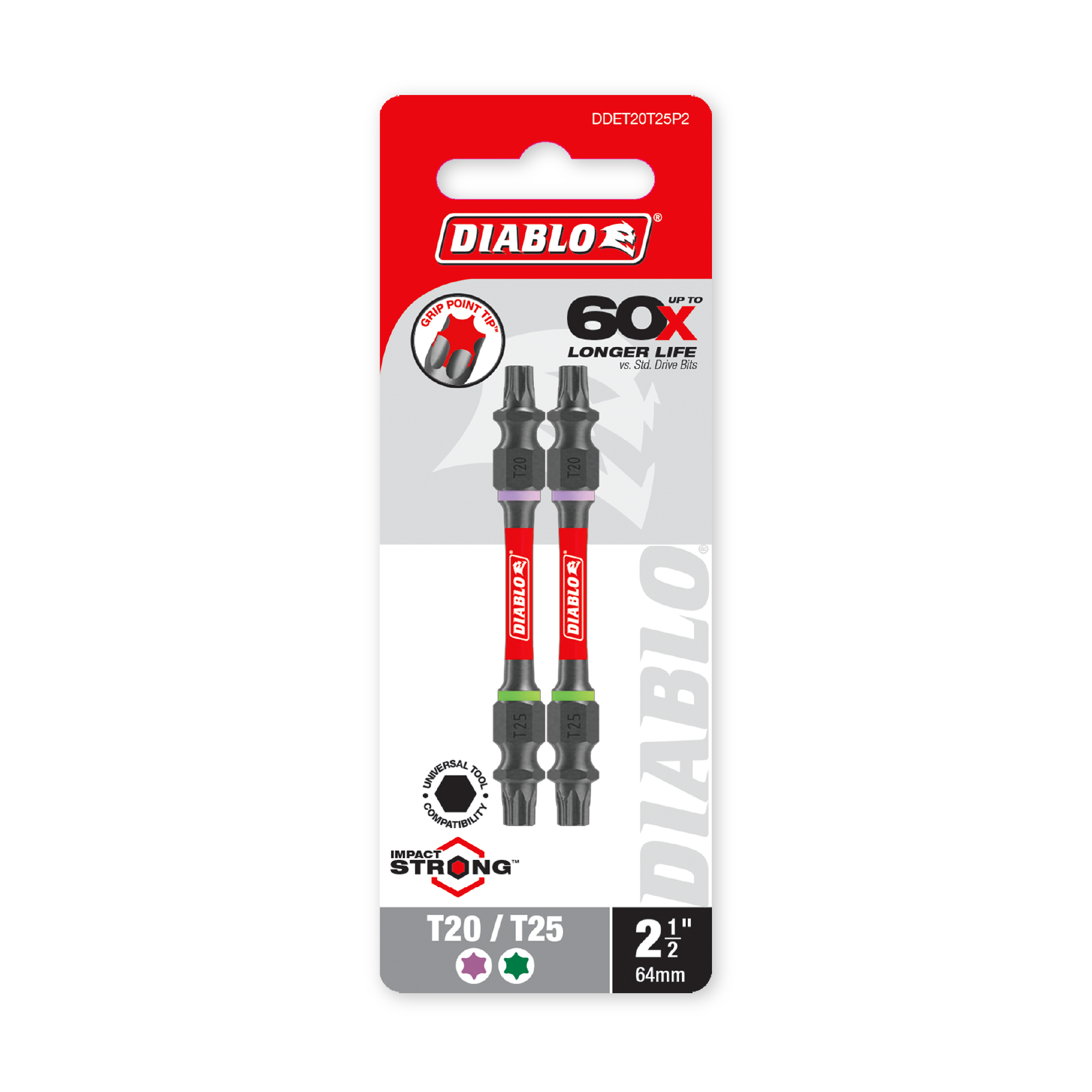 Diablo 2-1/2 in. Double-Ended Torx T20/T25 Drive Bit in its retail packaging, ready for the job box or tool bag