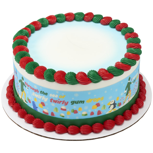 Elf Candy Canes & Gum Drops PhotoCake® Edible Image® Strips