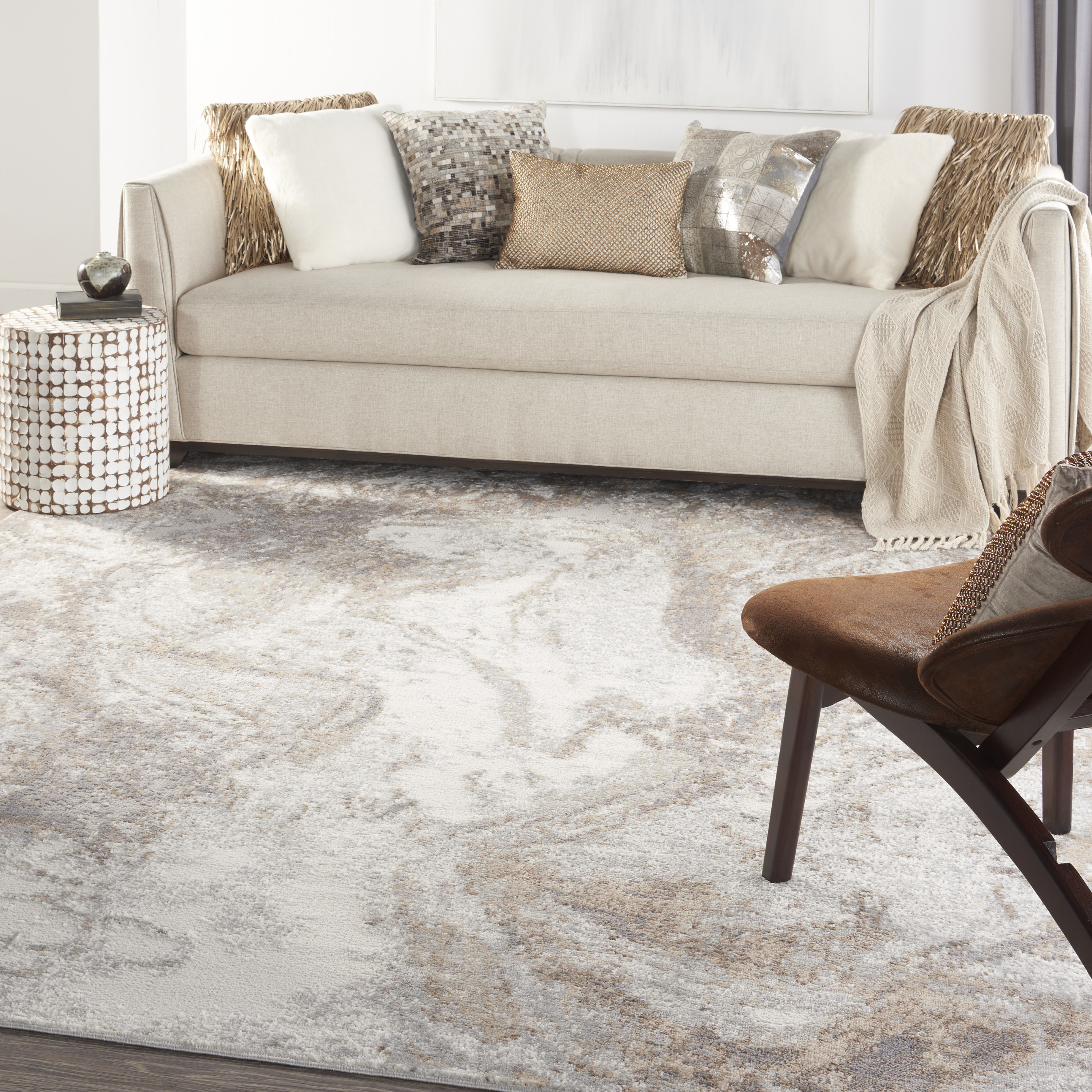 Nourison Elation 7'10" x 9'10" Ivory Grey Modern Indoor Rug