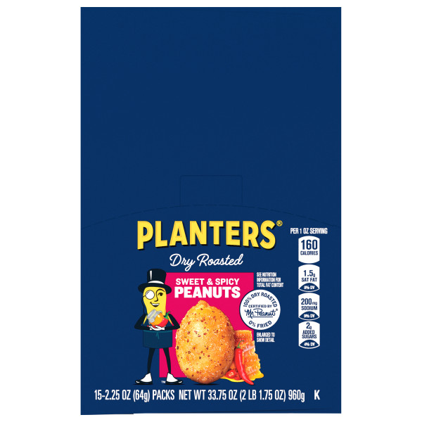 PLANTERS(r) Sweet & Spicy Peanut 45/2.25 oz . C1N1 - Front No Plunge In Package (Hi Res)