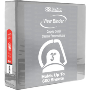 Slant D Ring View Binder with 2 Pockets, 3", Gray