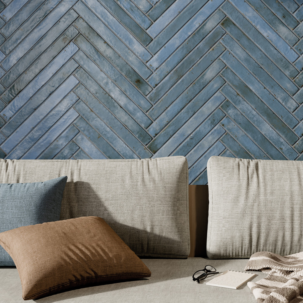 Phoenix Blue 1-7/8 in. x 17-3/4 in. Porcelain Floor and Wall Tile