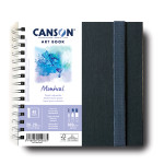 Canson Artist Series Montval Watercolor Art Book Fabric Cover Side Wire Binding 48 Sheet 7.8x7.8  inch 1 Count