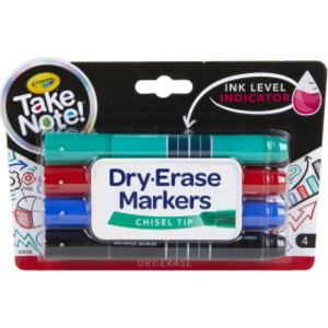 Take Note Chisel Tip Dry Erase Marker, Pack of 4