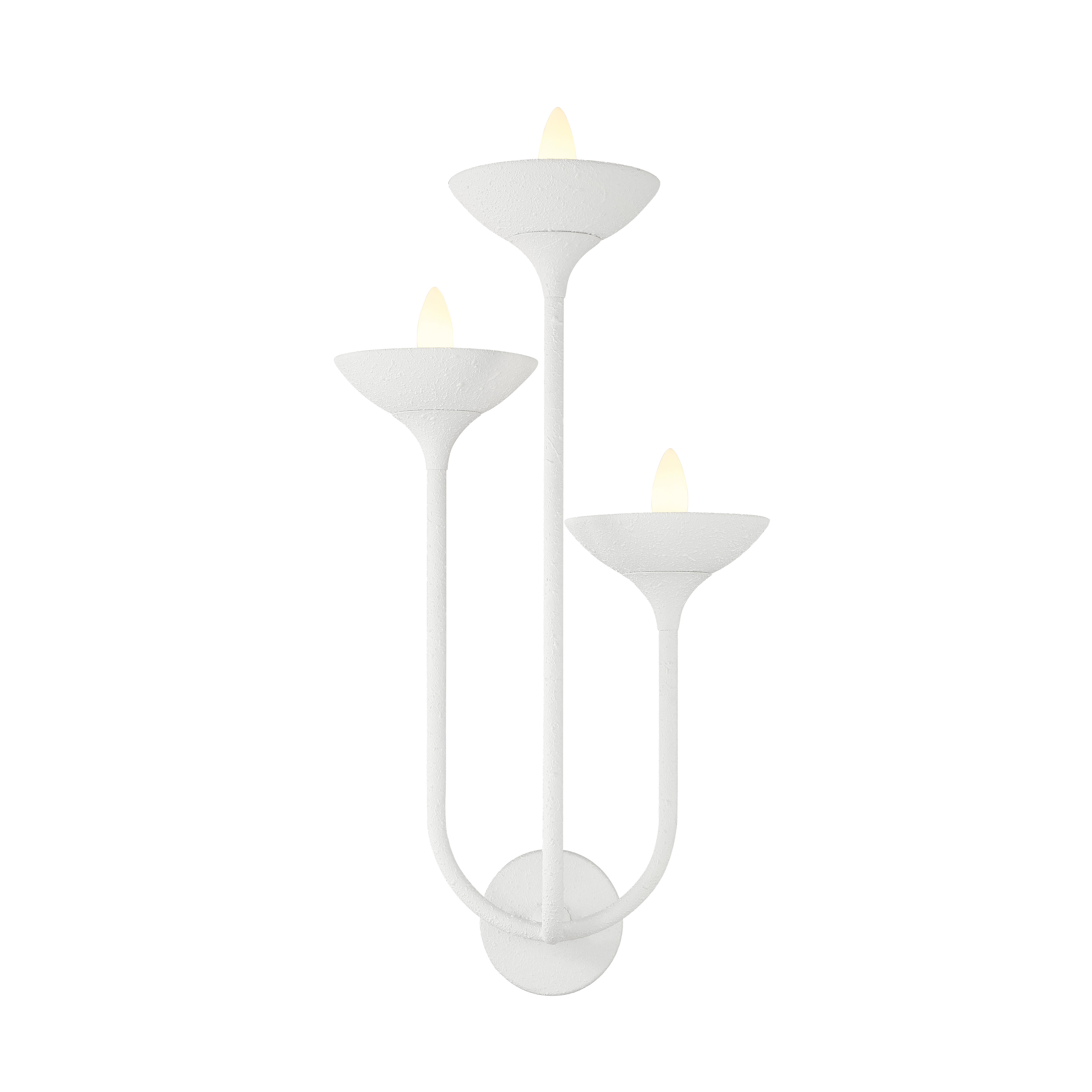 The Ryton 3-light wall sconce combines modern minimalism with functional lighting. Its plaster white finish and steel construction create a clean, sophisticated look perfect for contemporary interiors. - alternate view