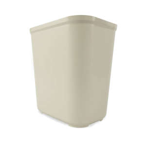 Rubbermaid Commercial, Fire Resistant, 7gal, Resin, Beige, Rectangle, Receptacle