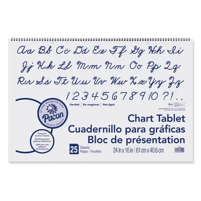 Pacon Chart Tablet, Cursive Cover, Unruled 24