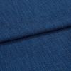 Blue textured upholstery fabric (tight weave) folded across the frame, showing a horizontal crease; close-up studio-lit view emphasizing coarse threads and uniform deep-blue color.