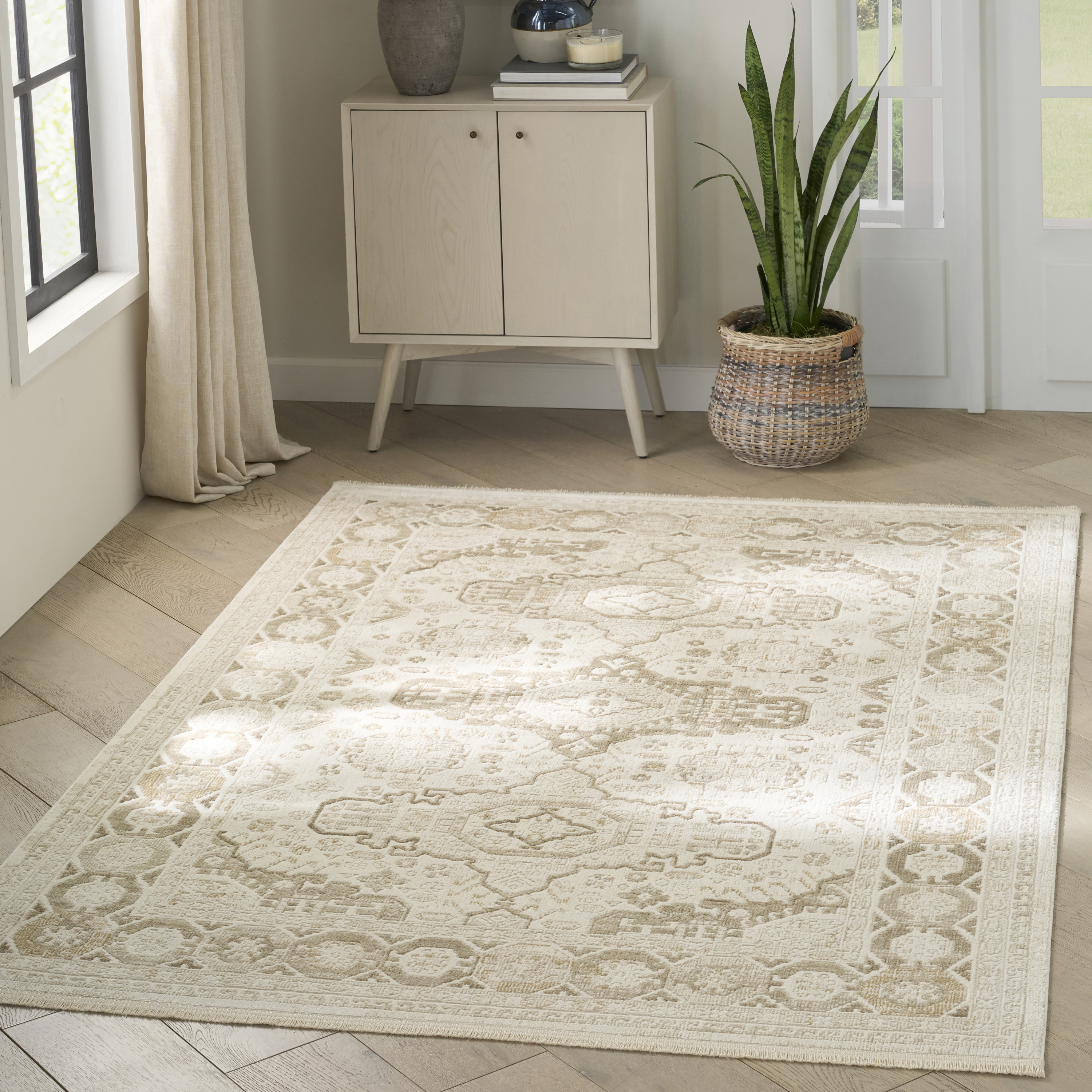 Nourison Pardis 4' x 6' Ivory Beige Vintage Indoor Rug