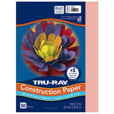 Tru-Ray Premium Heavyweight Construction Paper, Salmon, 9"x 12", 50 Sheets