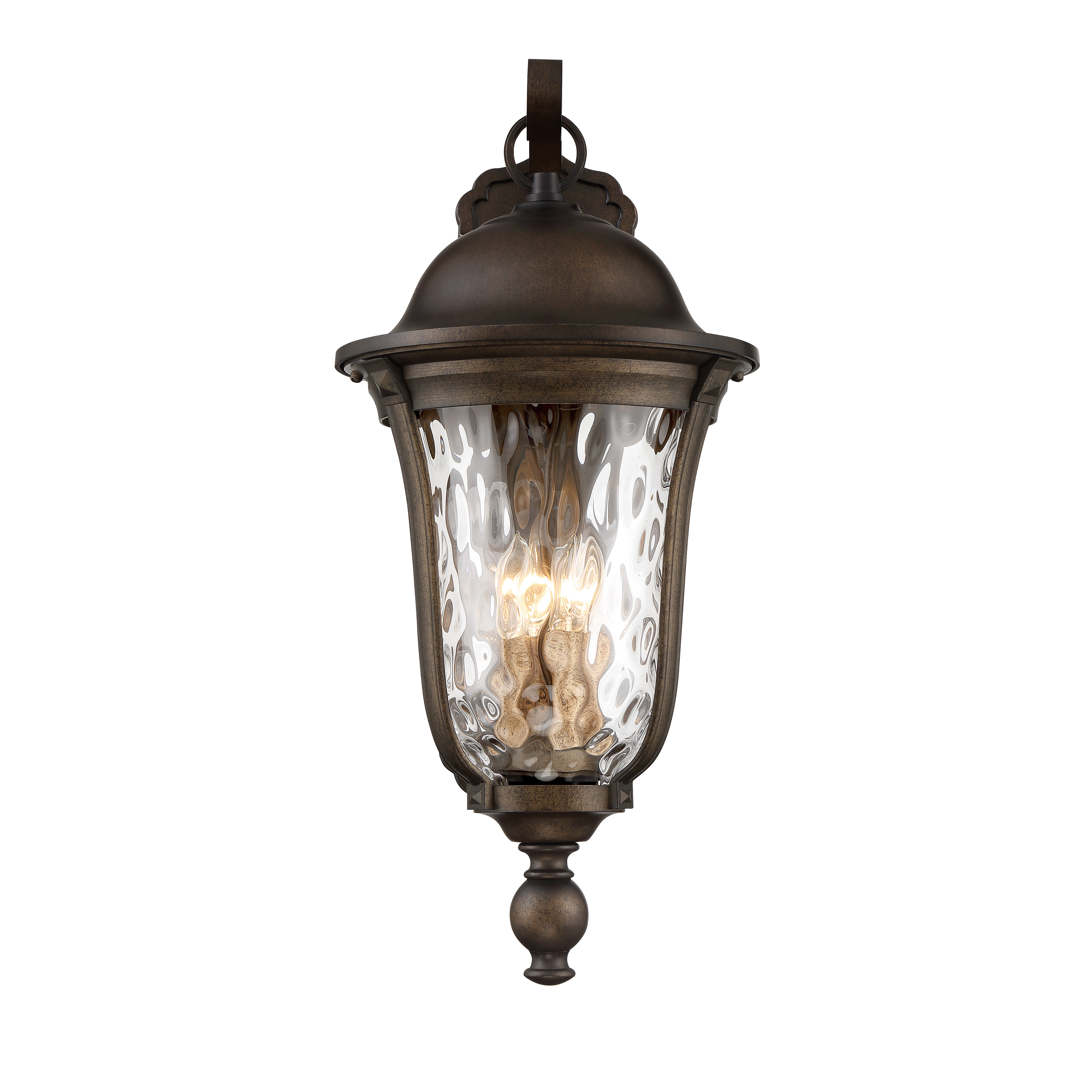 4 Light Wall Mount in Tauira Bronze and Alder Silver Finish with Clear Hammered Glass - alternate view