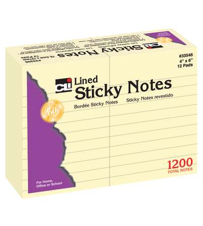 Sticky Notes, 4" x 6" Lined