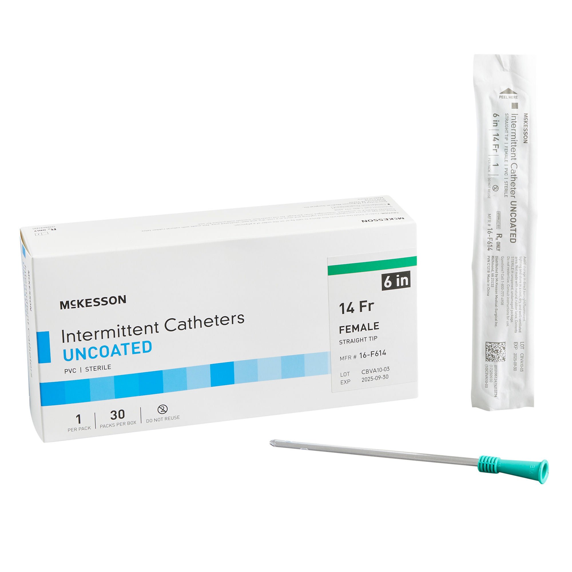 McKesson Female Urethral Catheter, 14 Fr, Straight Tip, 6 in