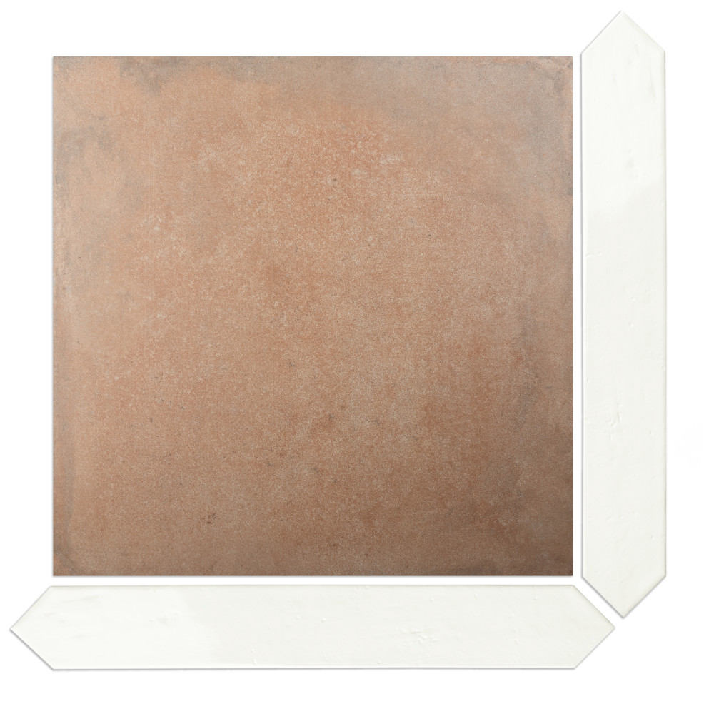 Argile Treillis Ferrara with Bianco Arrow 20-1/2 in. x 20-1/2 in. Porcelain Floor and Wall Tile