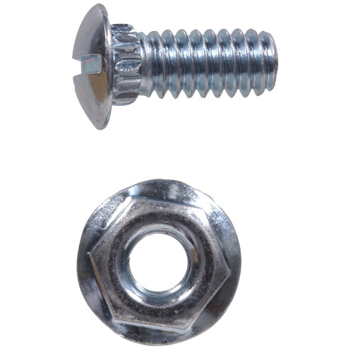 Hardware Essentials Zinc Plated Ribneck Bolts/Nuts 1/4 x 1/2 in