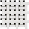 Skyline White & Black 12×12 Basketweave Mosaic Matte