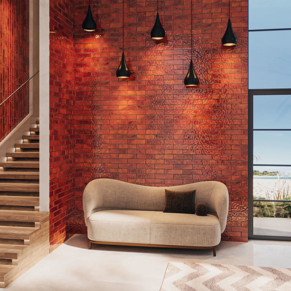 Luca Lava with Antimicrobial Glaze 3-1/8 in. x 12-3/8 in. Ceramic Wall Tile