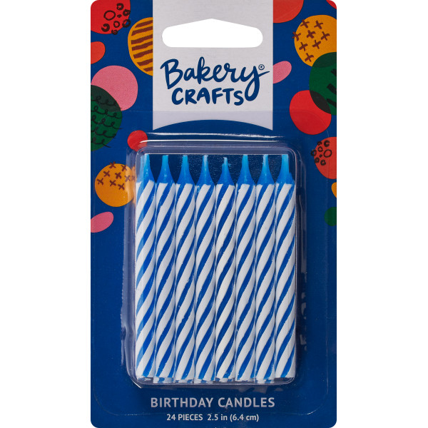 Blue Candy Stripe Spiral Candles DecoPac