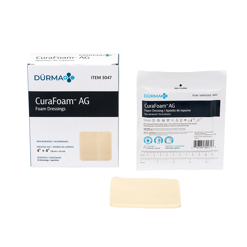 CuraFoam™ AG Foam Dressing - 4"x4" - 3047