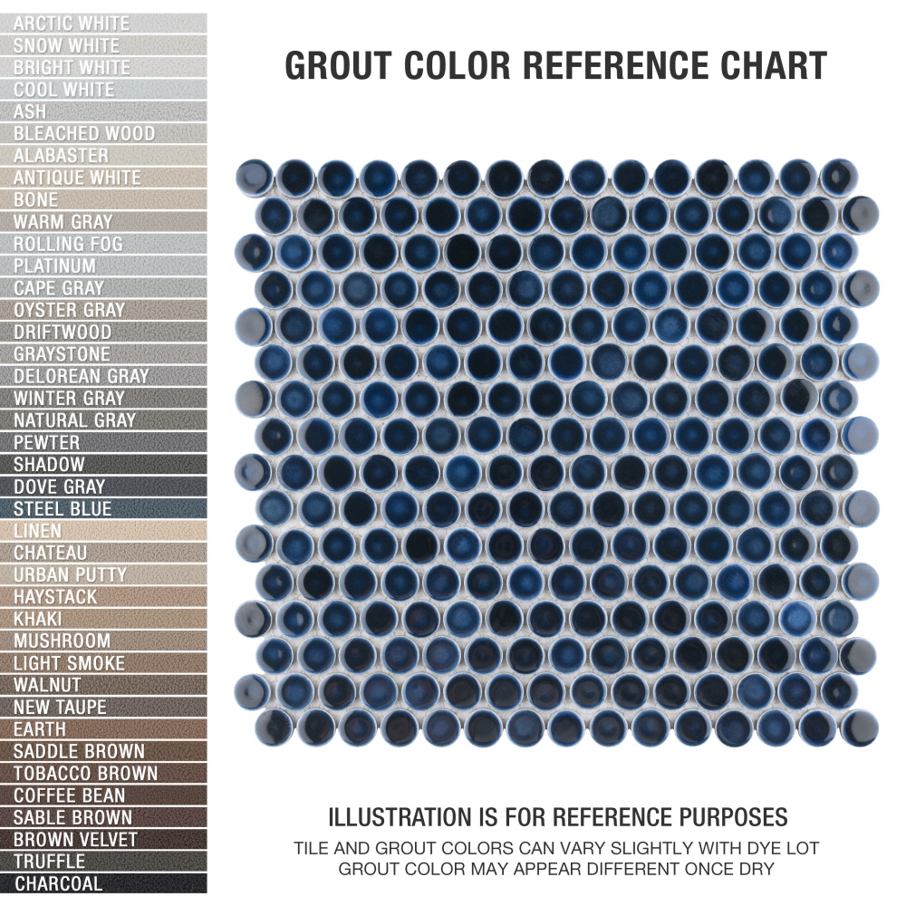 Sample – Hudson Penny Round Midnight Porcelain Mosaic Tile