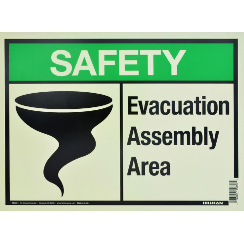Aluminum Glow in the Dark Evacuation Safety Sign, 10