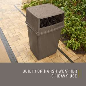 RUB256BBR, Rubbermaid Commercial,  Fulfill Trash Can, 56 gal, Plastic, Brown