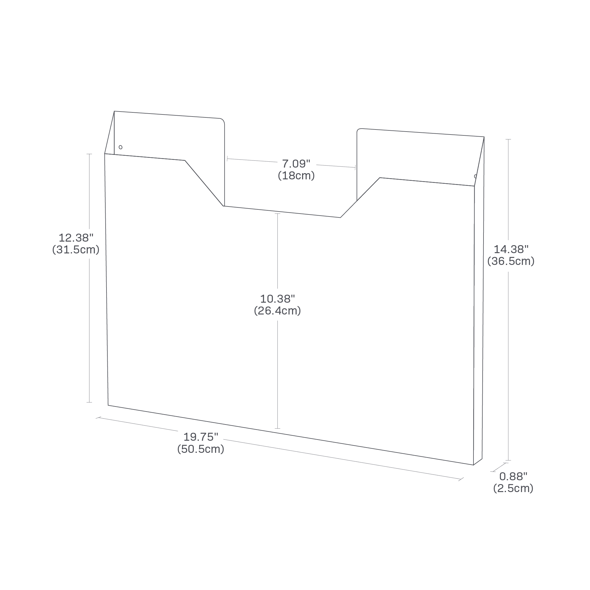 Dimension image for Magnetic Placemat Organizer showing total height of 17 inches, length of 5 inches, width of 11 inches,