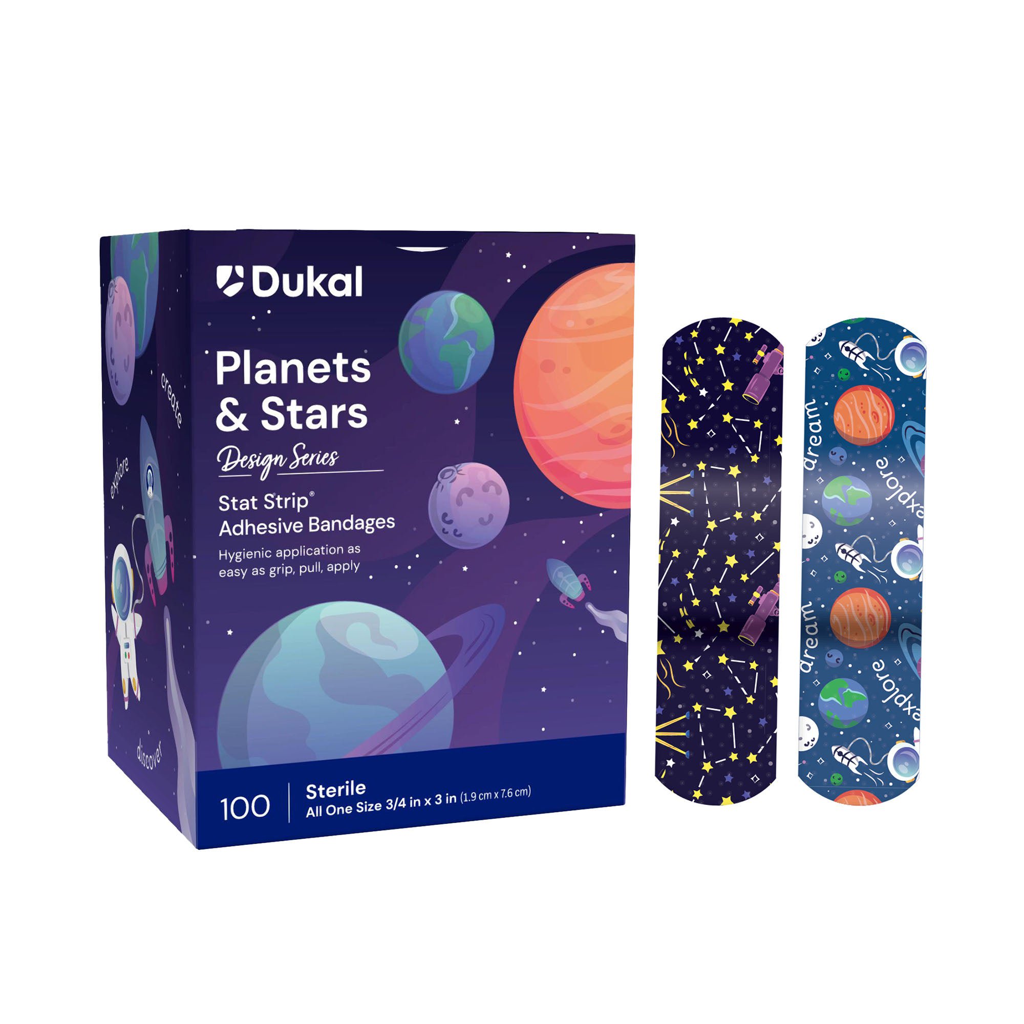 Adhesive Strip Stat Strip® Plastic Kid Design (Planets / Stars) 3/4 X 3 Inch Sterile