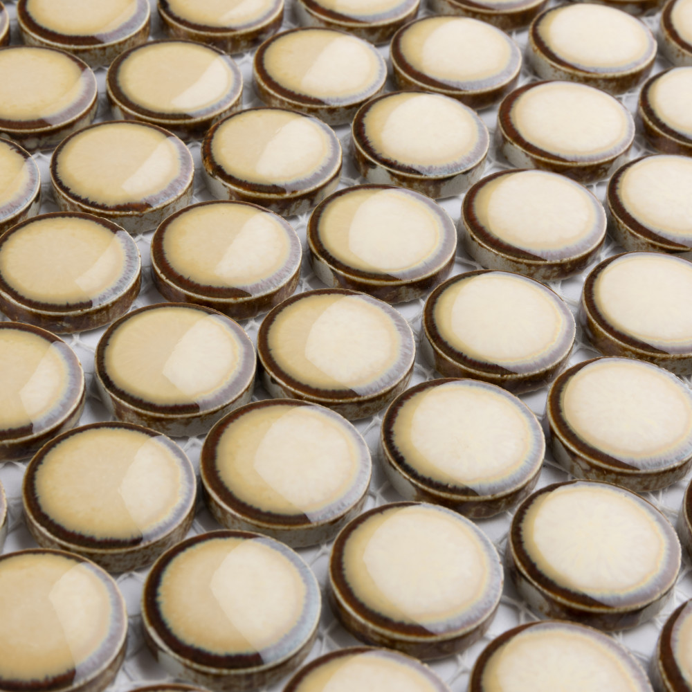 Hudson Penny Round Caffe 11-7/8 in. x 12-5/8 in. Porcelain Mosaic Tile