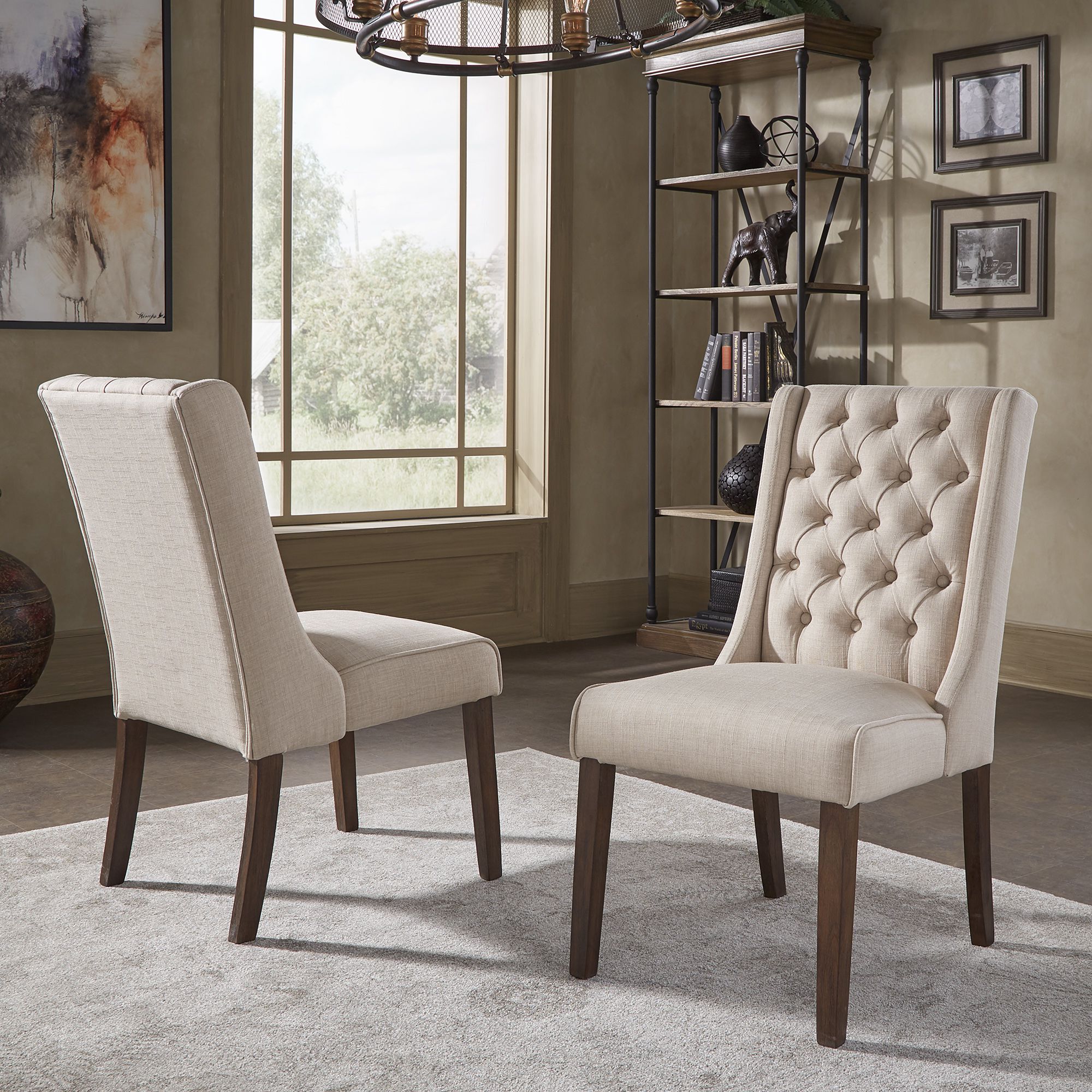 Tufted Linen Upholstered Side Chairs (Set of 2)
