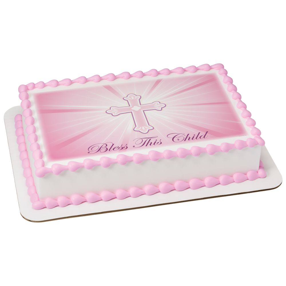 Image Cake Bless This Child Pink