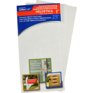 LetterCraft Permanent Vinyl Lettering, Helvetica, 1-Inch, White