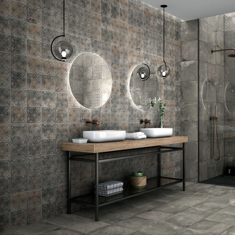 Antigua Lis Black 13 in. x 13 in. Porcelain Wall Tile