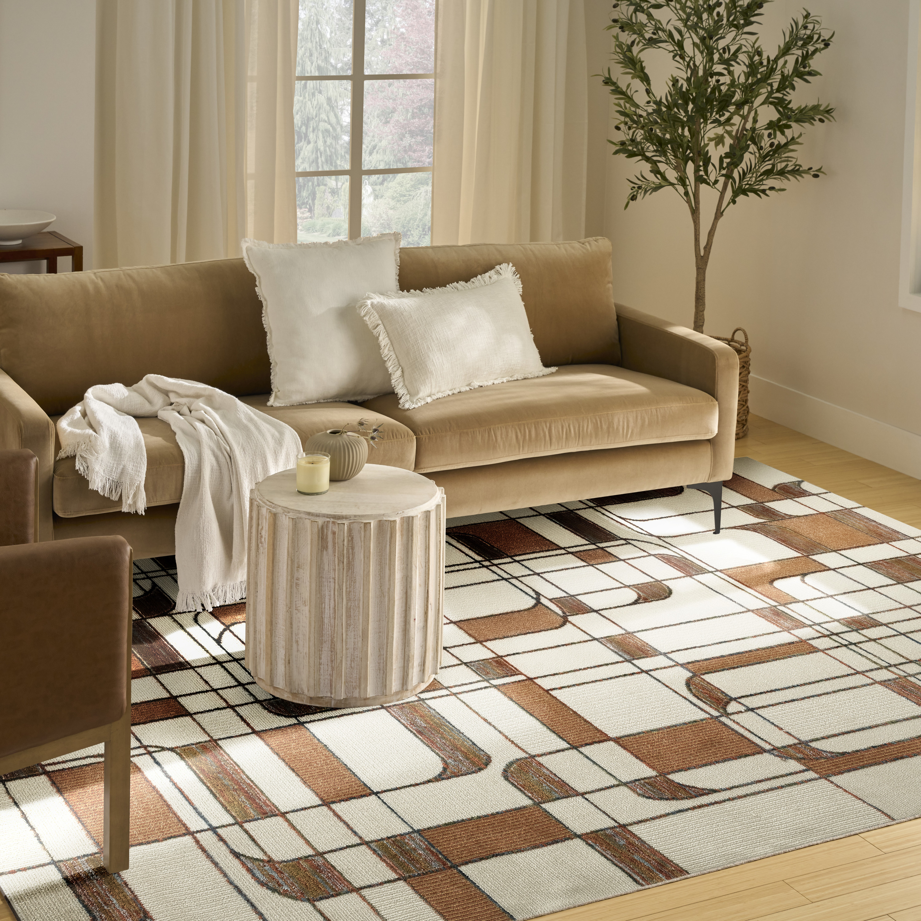 Nourison Nordic 8' x 10' Ivory Rust Mid-Century Modern Indoor Rug