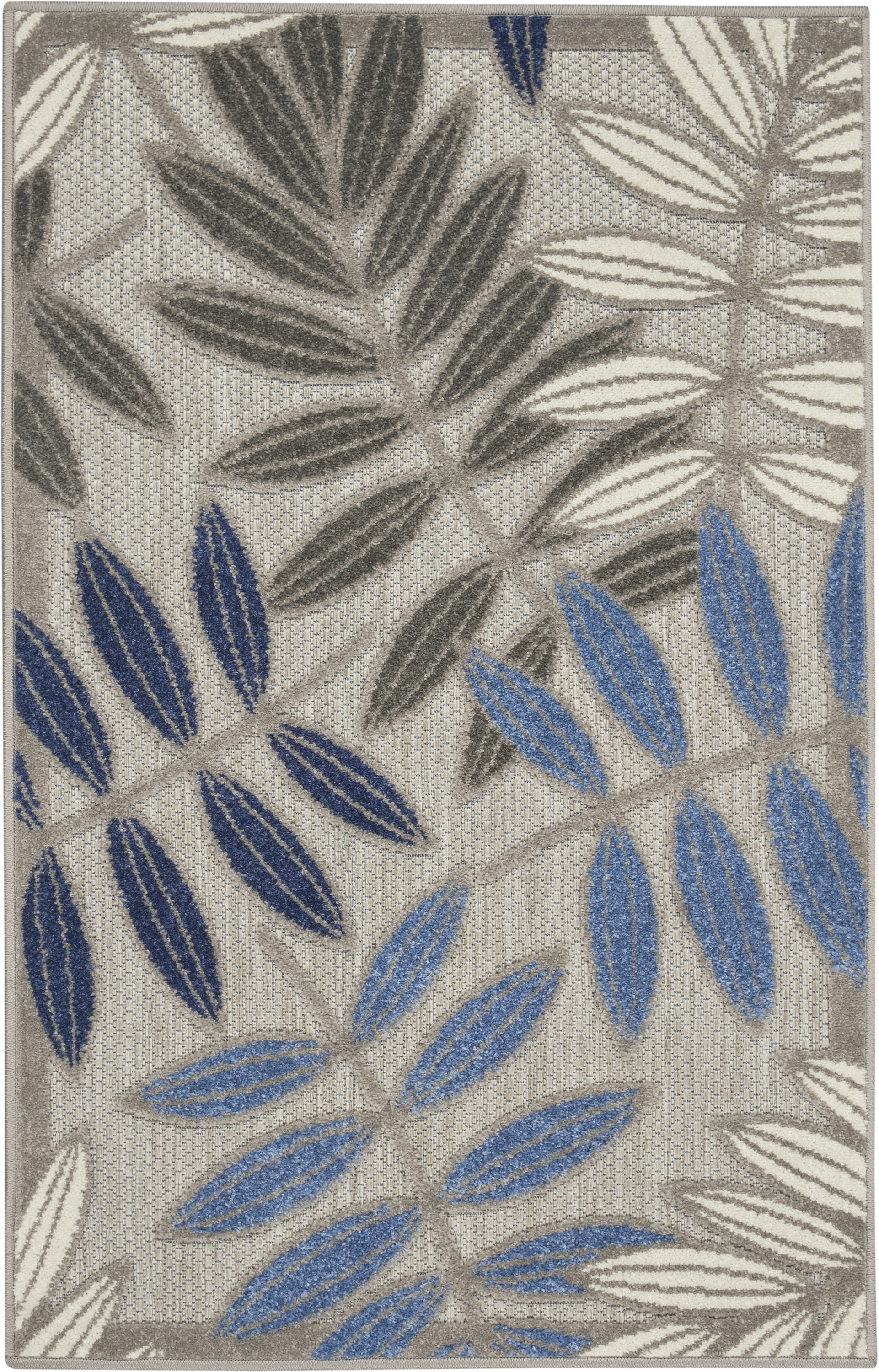 Nourison Aloha 2'8" x 4' Grey Blue Tropical Rug