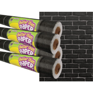 Black Brick Better Than Paper Bulletin Board Roll, 4' x 12', Pack of 4