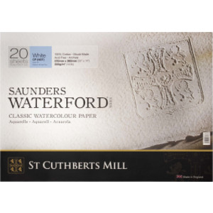 Saunders Waterford Watercolor Block, Cold Pressed, White, 140lb/300gsm, 20 Sheet, 20x14 inch, 1 Count