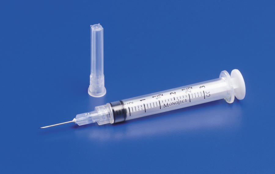 Monoject™ 3 mL Syringe with Hypodermic Needle, 22 Gauge, 1 Inch Needle Length