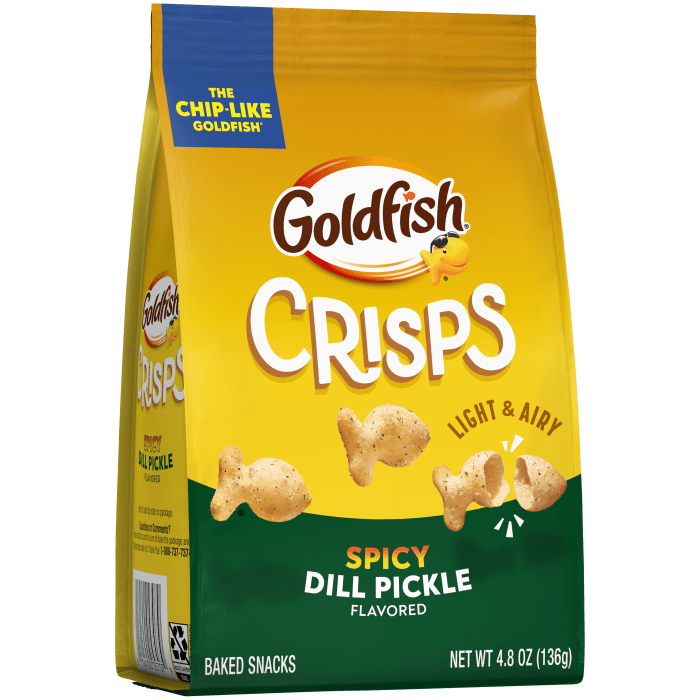 Goldfish® Spicy Dill Pickle Baked Snacks, 4.8 oz, bag - Left Angle Image