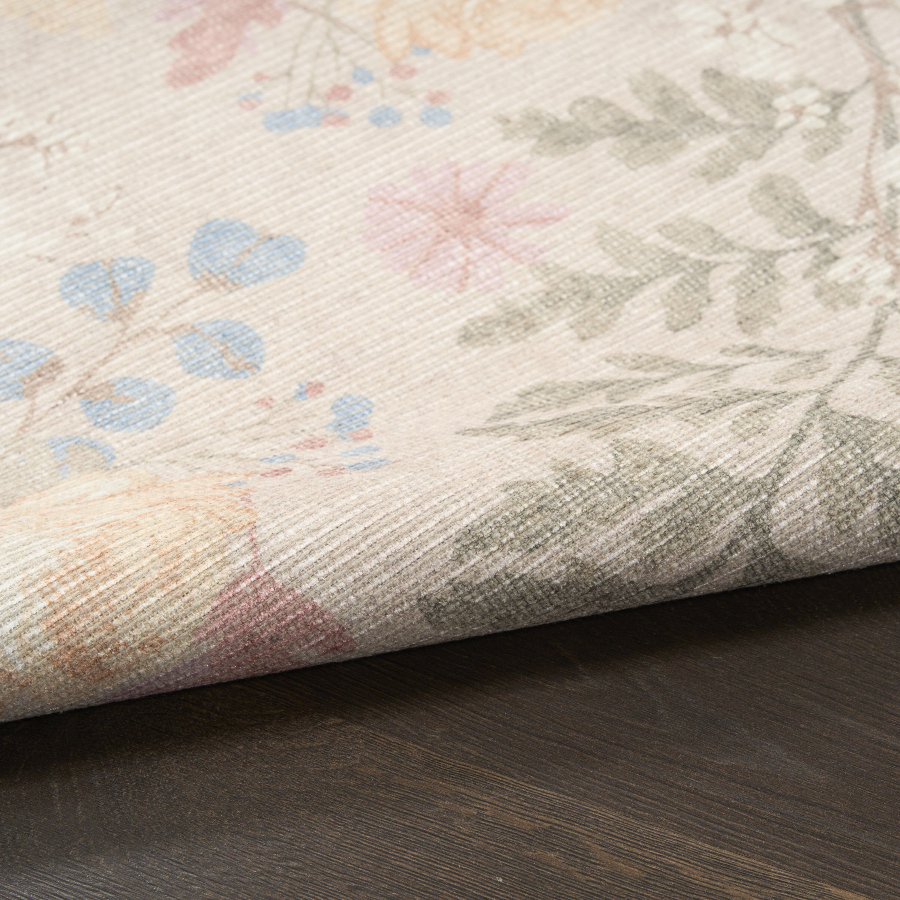 Nourison Botanical Washables 2' x 6' Beige Multicolor Farmhouse Indoor Rug