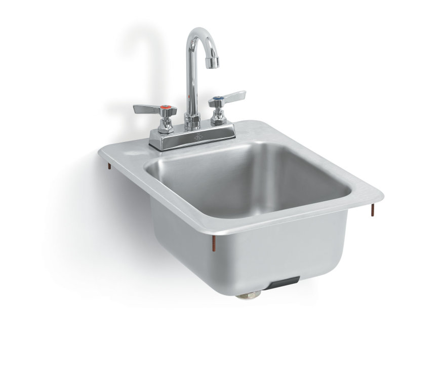 13" x 17" stainless steel bar sink with strainer and gooseneck faucet