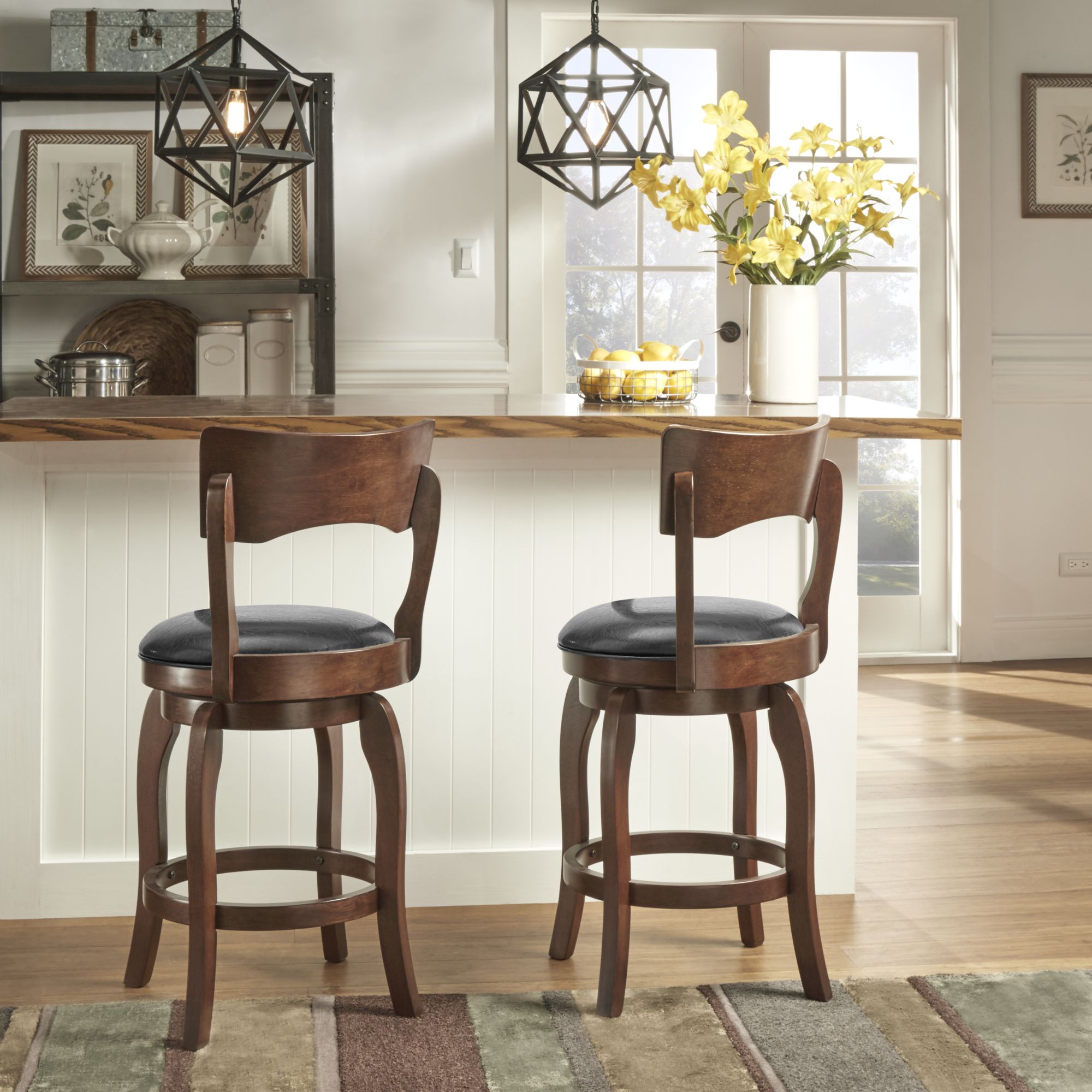 Swivel 24-inch Brown Counter Height Barstool